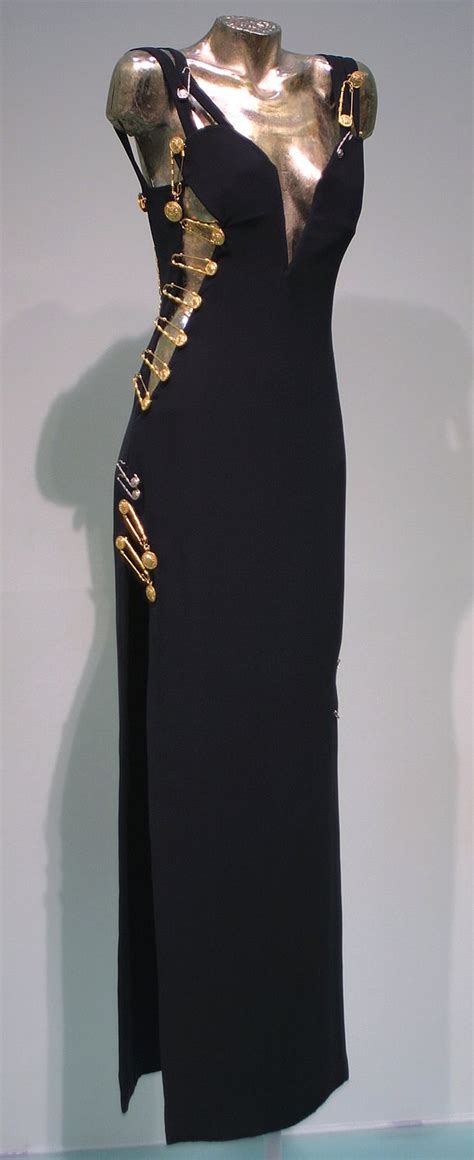 versace black dress 90s|Versace black and gold dress.